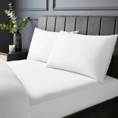 Image of Silentnight Pure Cotton Fitted Sheet Cool Soft Touch 200 Thread Count Extra Deep 40cm Bed Mattress Breathable 100% Elasticated Corners, Machine Washable, White, King
