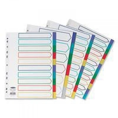 Image of Concord Plastic Index Polypropylene 120 Micron Europunched 1 10 A4 Assorted Ref 66399