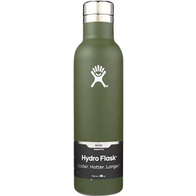 Image of Hydro Flask Unisex Adult Wine Bottle Bottle, Olive, 25 oz