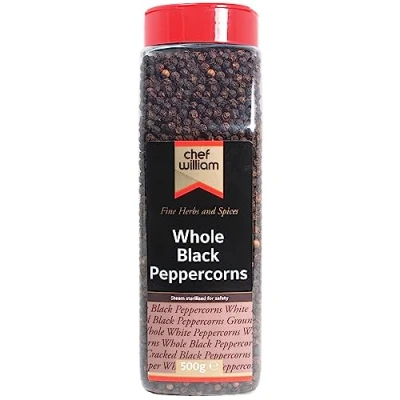 Image of Chef William Whole Black Peppercorns, 500g