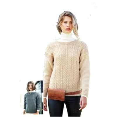 Image of Stylecraft Special Aran with Wool Knitting Pattern 9892 Ladies Sweaters Multicolor