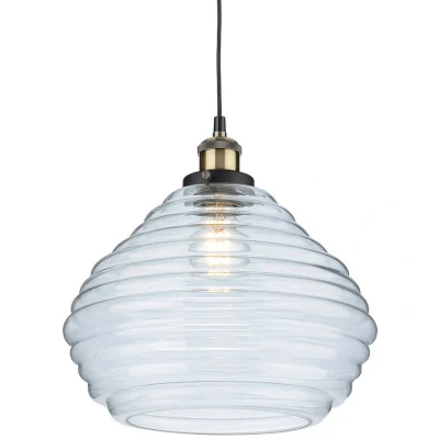 Image of Orla Dome Pendant Light Antique Brass with Clear Glass