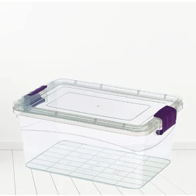Image of Plastic Storage Box Boxes Lid Food Container Home Office Lockable Stackable (30L)