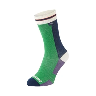 Image of SEALSKINZ Billockby Waterproof All Weather Mid Length Lightweight Cycling Sock Green, M