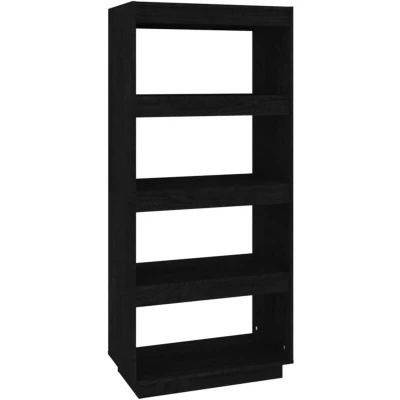 Image of vidaXL Book Cabinet/Room Divider Black 60x35x135 cm Solid Pinewood