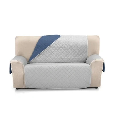 Image of Martina Home Reversible Quilted Sofa Cover Amber 2 Seater XL Grey/Blue
