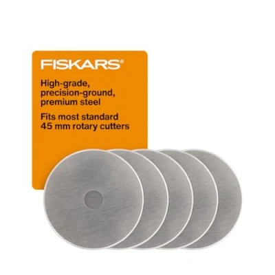 Image of Fiskars 45mm Rotary Blades (5 Pack) Cutter Blade Replacement Crafts, Sewing, and Quilting Projects Grey