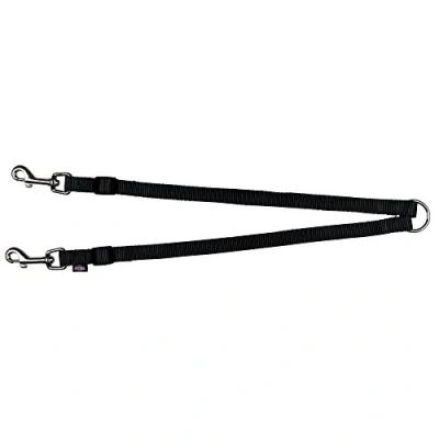 Image of Trixie Premium 20111 Two Dog Lead with Ring XS M: 40 70 cm/15 mm Black