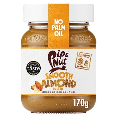 Image of Pip &amp; Nut Smooth Almond Butter (6 x 170g) Natural Butter, No Palm Oil, Added Sugar, Hi Oleic Almonds, High in Unsaturated Fats, Gluten Free, Vegan, Dairy Free