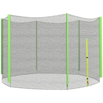 Image of SPORTNOW 10ft Trampoline Net, Replacement Safety Net Enclosure with Zipped Door and 6 Plastic Pole Covers, Green