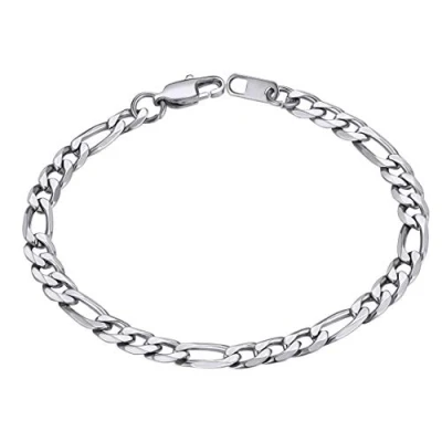 Image of ChainsHouse Mens Bracelet 6mm Wide 19cm Stainless Steel Figaro Chain