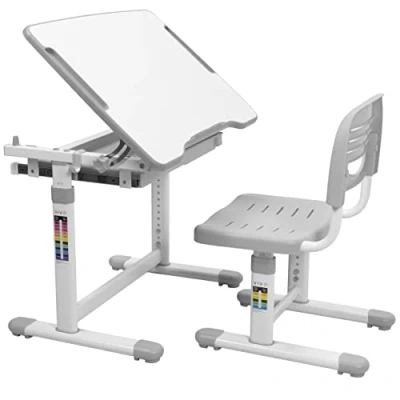 Image of VIVO Height Adjustable Children&#039;s Desk and Chair, Grey