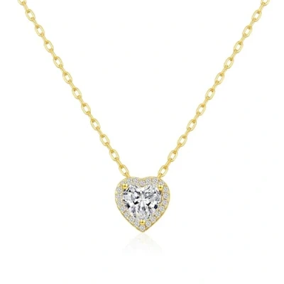 Image of Philip Jones Gold Plated Heart Halo Necklace Created with Zircondia® Crystals
