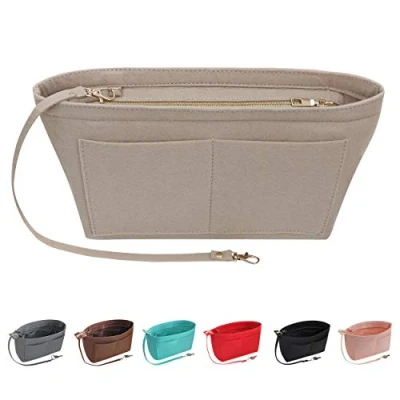 Image of Soyizom Felt Handbag Organiser Purse Insert Bag Organisers Multi Pockets Tote in for Women,Beige XL