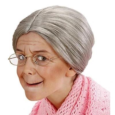 Image of Child Grandma Grey Bun Wig for Fancy Dress Costumes &amp; Outfits Accessory