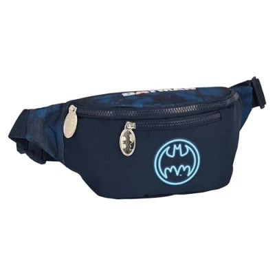 Image of Safta Batman Legendary Waist Bag with External Pocket, Ideal for Youth and Children of Different Ages, Comfortable Versatile, Quality Resistance, 23 x 9 12 cm, Navy Blue, Navy, Estándar,