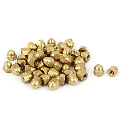 Image of Sourcingmap Acorn Hex Cap Nuts 50Pcs M4 Dome Brass Hexagon Decorative Nut for Screws Bolts Tone