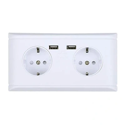 Image of USB Wall Socket, Multi Functional EU Plug Power Outlet Socket with Dual Port for Phone Charging 250V