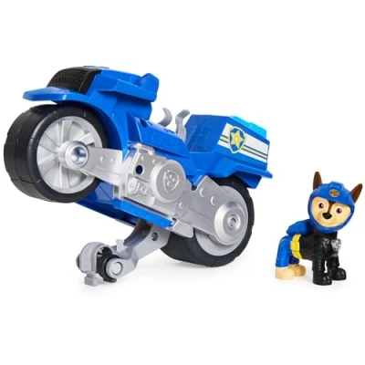 Image of PAW Patrol, Moto Pups Chase’s Deluxe Pull Back Motorcycle Vehicle with Wheelie Feature and Figure