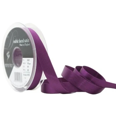Image of Berisfords 3501 15mm 49 Plum Double Satin Ribbon x 20mtr, 15 mm