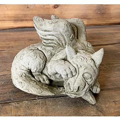 Image of STONE GARDEN SHY SLEEPING CUTE BABY DRAGON ORNAMENT GOTHIC STATUE