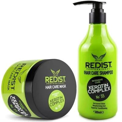 Image of Redist Keratin Complex Hair Care Shampoo 500ml &amp; Mask Repairs, Strengthens and Shines Reduces Dandruff Floral Fragrance Set