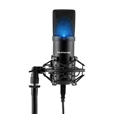 Image of AUNA Pro MIC 900 USB Microphone, Microphone PC, Condenser Cardioid Studio (Plug &amp; Play, Connector Shockmount) Black