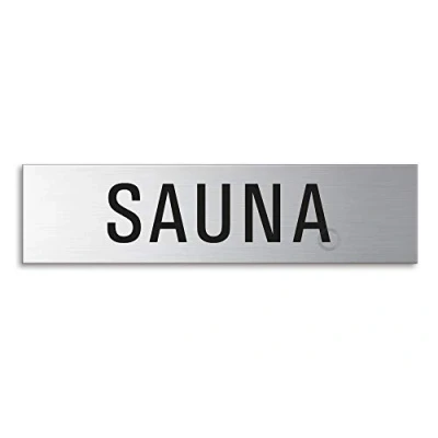 Image of Door Sign Sauna Material Stainless Steel 160x40 mm finely brushed matt self adhesive No.8443