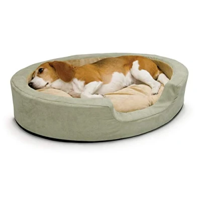 Image of K&amp;H Pet Products Thermo Snuggly Sleeper Heated Bed Medium Sage 26&quot; x 20&quot; 6W