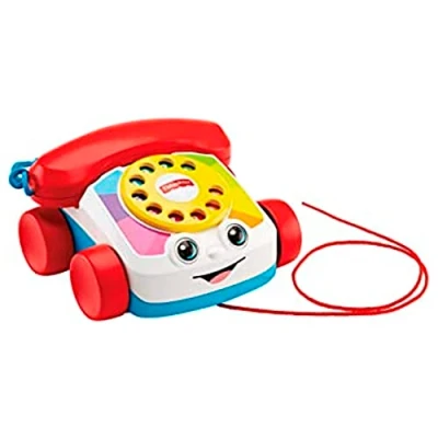 Image of Fisher Price Toddler Pull Toy Chatter Telephone Pretend Phone with Rotary Dial and Wheels for Walking Play Ages 1+ years, FGW66