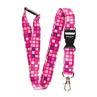 Image of Rolseley Lanyard Neck Strap with Pattern for id Badge Holder Metal Clip (Mosaic Pink)