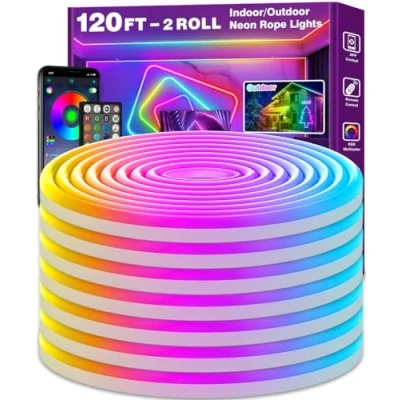Image of AILBTON 36m Led Neon Rope Lights,Flexible Lights,Control with App/Remote,Multiple Modes,IP65 Outdoor RGB Lights Waterproof,Music Sync Gaming Strip for Bedroom Indoor