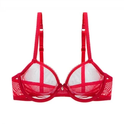 Image of Sexy Ultra thin Mesh Transparent Unlined Bra Unpadded Breathable Bralette Uniform (38D,White)