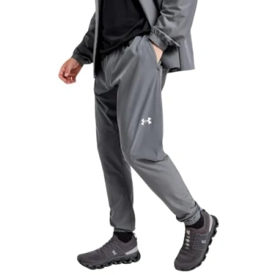 Image of Under Armour Vanish Hybrid Track Pants for Men Castlerock, Relaxed Fit, Breathable 100% Polyester Fabric, Adjustable Drawcord Waist, Cuffed Ankles &amp; Secure Back Pocket (Large, Grey)