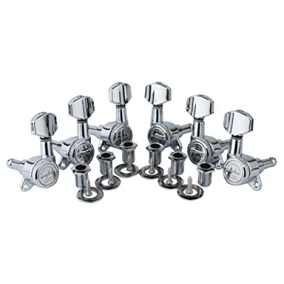 Image of Guyker Guitar Locking Tuners (3L + 3R Handed) 1:18 Lock String Tuning Key Pegs Machine Head with Hexagonal Handle Replacement for ST TL SG LP Style Electric, Folk or Acoustic Guitars Chrome