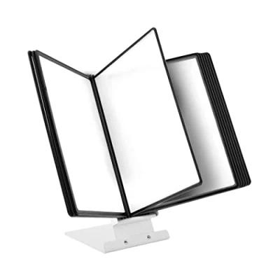 Image of LEVIATAN Table Display Board System Lectern Document Organiser Consultation and Presentation Documents Plastic Case for Papers Includes 10 Panels Size: A4 Colour: Black