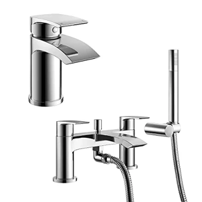 Image of Libra Waterfall Basin Mono Tap &amp; Bath Shower Mixer Chrome