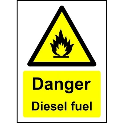 Image of Danger Diesel Fuel Safety Sign Self adhesive sticker 300mm x 200mm