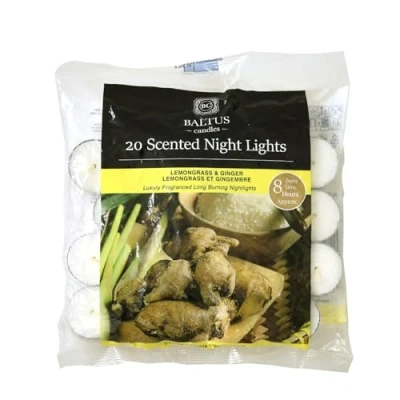 Image of Baltus 20pc Scented Tealights Night Candle Lemongrass &amp; Ginger 8hr Burn Time