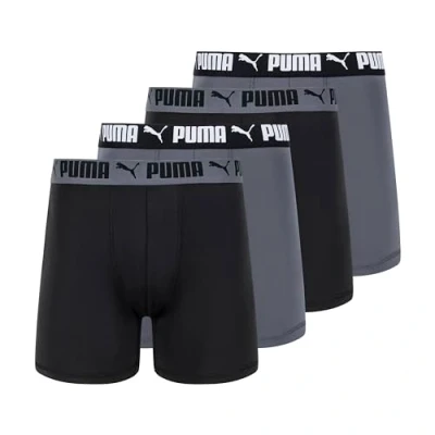 Image of PUMA Men&#039;s 4 Pack Active Stretch Boxer Briefs, Black/Grey, S