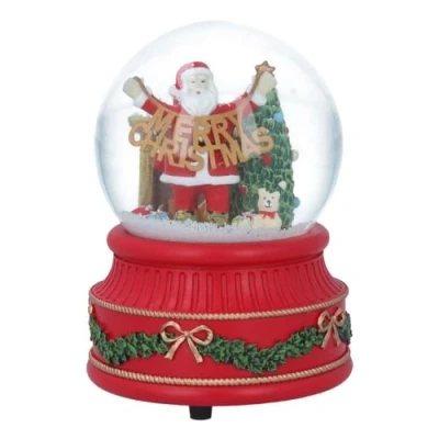 Image of Gisela Graham Santa Merry Christmas Garland Snow Globe