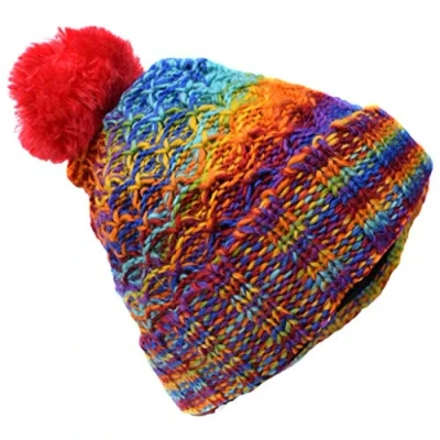 Image of Gheri Woolen Knitted Fleece Lined Pom Bobble Hat R