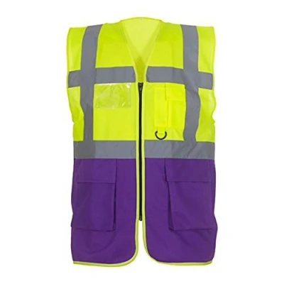 Image of Yoko Hi Vis Premium Executive/Manager Waistcoat / Jacket (M) (Hi Yellow/Purple)