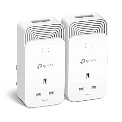 Image of TP Link G.hn2400 Powerline Kit with 2+2 Gigabit Ports and Integrated Socket, Ideal for Enjoy Multi TV Service at Home, Compatible All Boxes, ‎Not Homeplugs, PG2400P