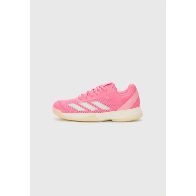 Image of adidas Courtflash Kids Tennis Shoes, Lucid Pink/Silver Metallic/Bliss Pink, 4.5 UK Child