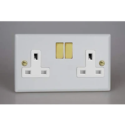 Image of Varilight Vogue Collection Matt White 2 Gang 13 Amp Switched Plug Socket