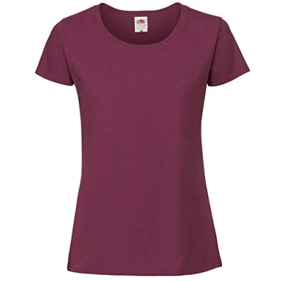 Image of Fruit of the Loom Womens/Ladies Ringspun Premium T Shirt (Oxblood) Red Size 2XL
