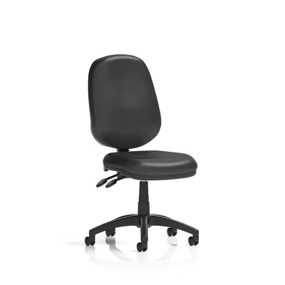 Image of Dynamic OP000029 Eclipse II Lever Task Operator Chair Without Arms Vinyl None Black Leather