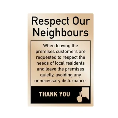 Image of Leave Premises Quietly Polite Notice Sign Pub Bar Restaurant A4 Silver 210 x 297mm
