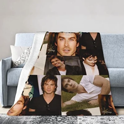 Image of YINGD Lan Damon Somerhalder Salvatore Blanket, Ultra Soft Lightweight Flannel Fleece Throw Blankets Warm Air Conditioning Blanket For Couch Sofa Bed 150CM X 125CM